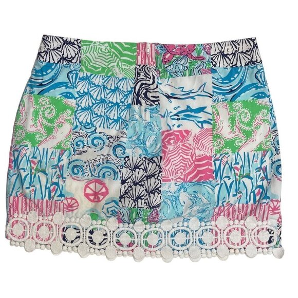LILLY PULITZER‎ Sea Life Skort Size 4 Multicolor Mini Pockets Venice Lace #80502 - Picture 2 of 15